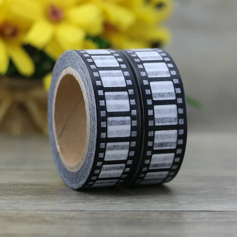 10M*15mm Tape Camera Roll Print Scrapbook DIY Sticker Decoration Japanese Tape Paper Black White Edges
