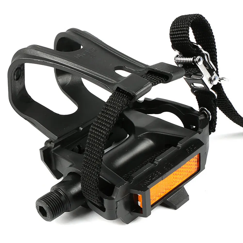 

2Pairs Pedal for Bike with Clips Straps Cage Design Easy Install Suitable for Stationary Bikes Road Bikes Excellent Pedaling