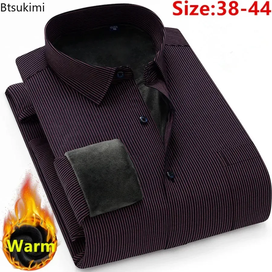 Fashion Classic Men's Shirts Autumn Winter Thicker Fleece Warm Shirts Man Casual Business Office Versatile Tops Men's Clothing