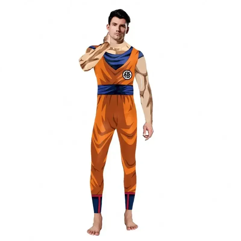 Anime Printing Fancy Outfit Long Sleeve Cosplay Adult Costume Catsuits Muscle Mens Bodysuit Tight Zentai Jumpsuit # 1 # W.