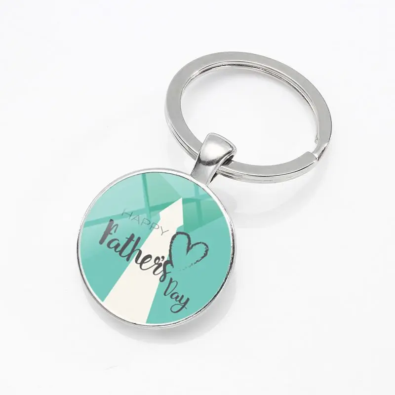 Creative Key Chain Small Gift Zinc Alloy Glass Pendant Key Ring I Love Dad Gift for Father