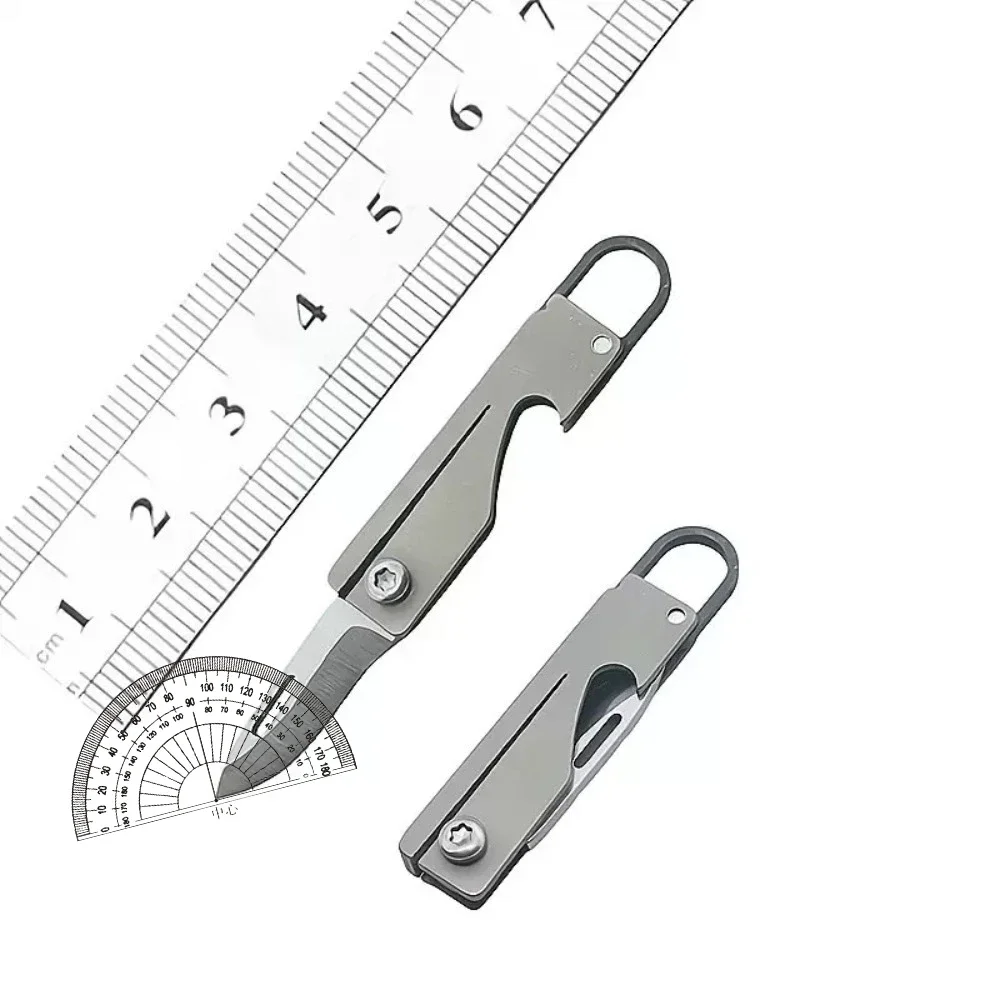 Mini Titanium Alloy Pocket Knife Keychain Sharp Folding Courier Knife Pendant Unboxing New