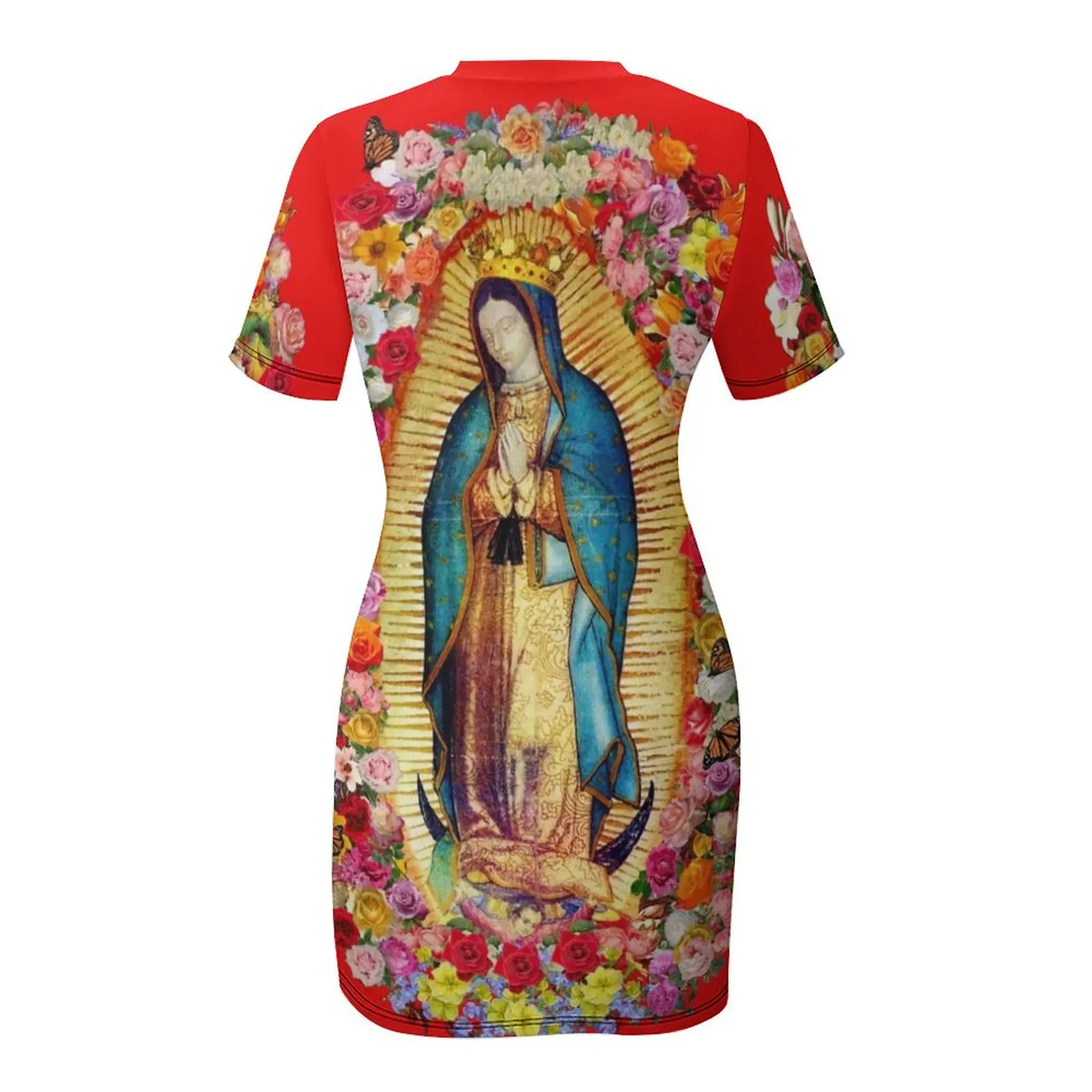 Notre-Dame de Guadalupe mexicaine vierge marie Saint mexique masque catholique robe à manches courtes robe sexy femme robe