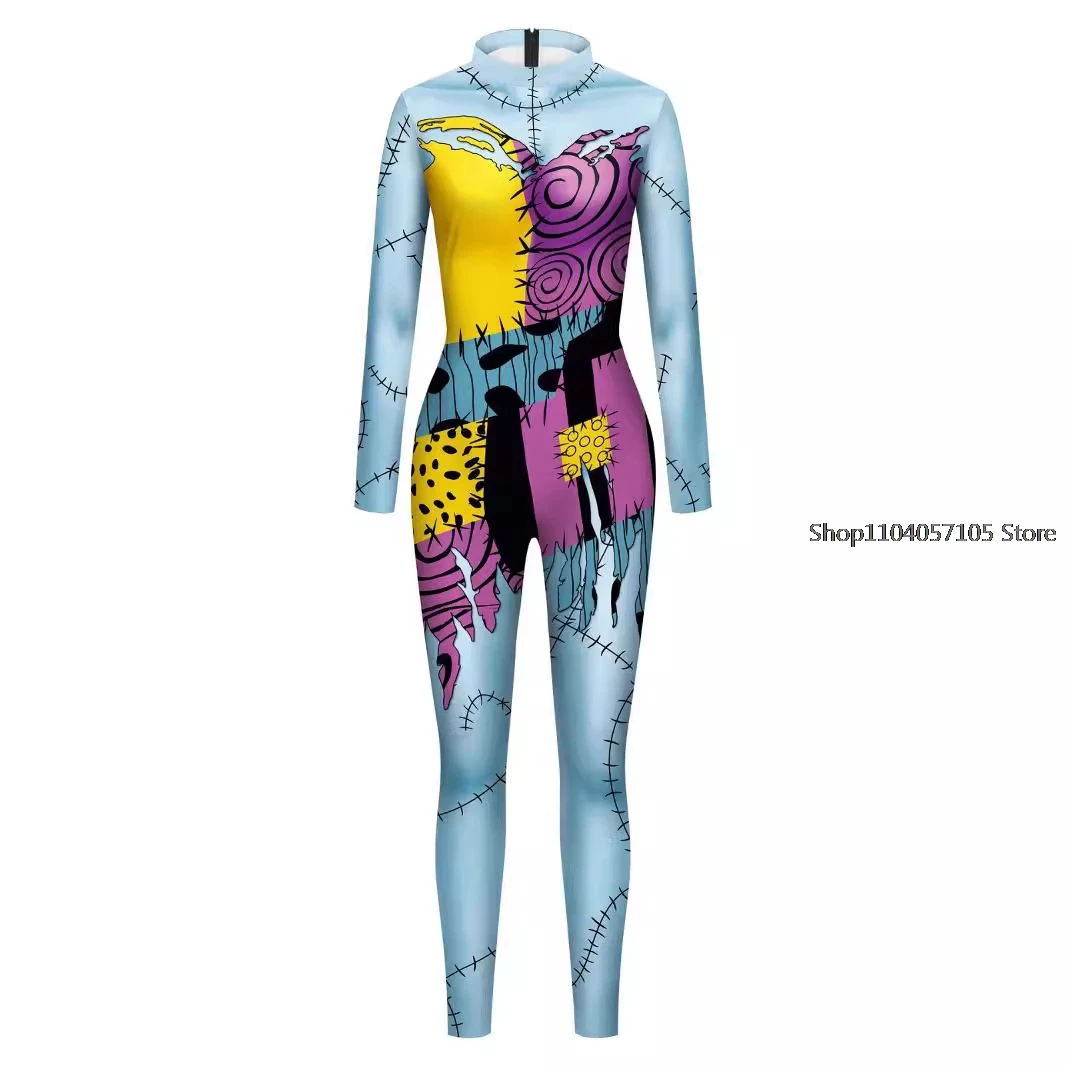 Halloween Sally Suit Cosplay Costume Anime Movie Bodysuit Spandex Jumpsuit Party Carnival Leggings Day of The Dead Zentai Set