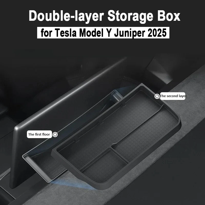 

Double-layer Storage Box for Tesla Model Y Juniper 2025 Dashboard ETC Storage Box Accessories Layered Organization Tissue Tray