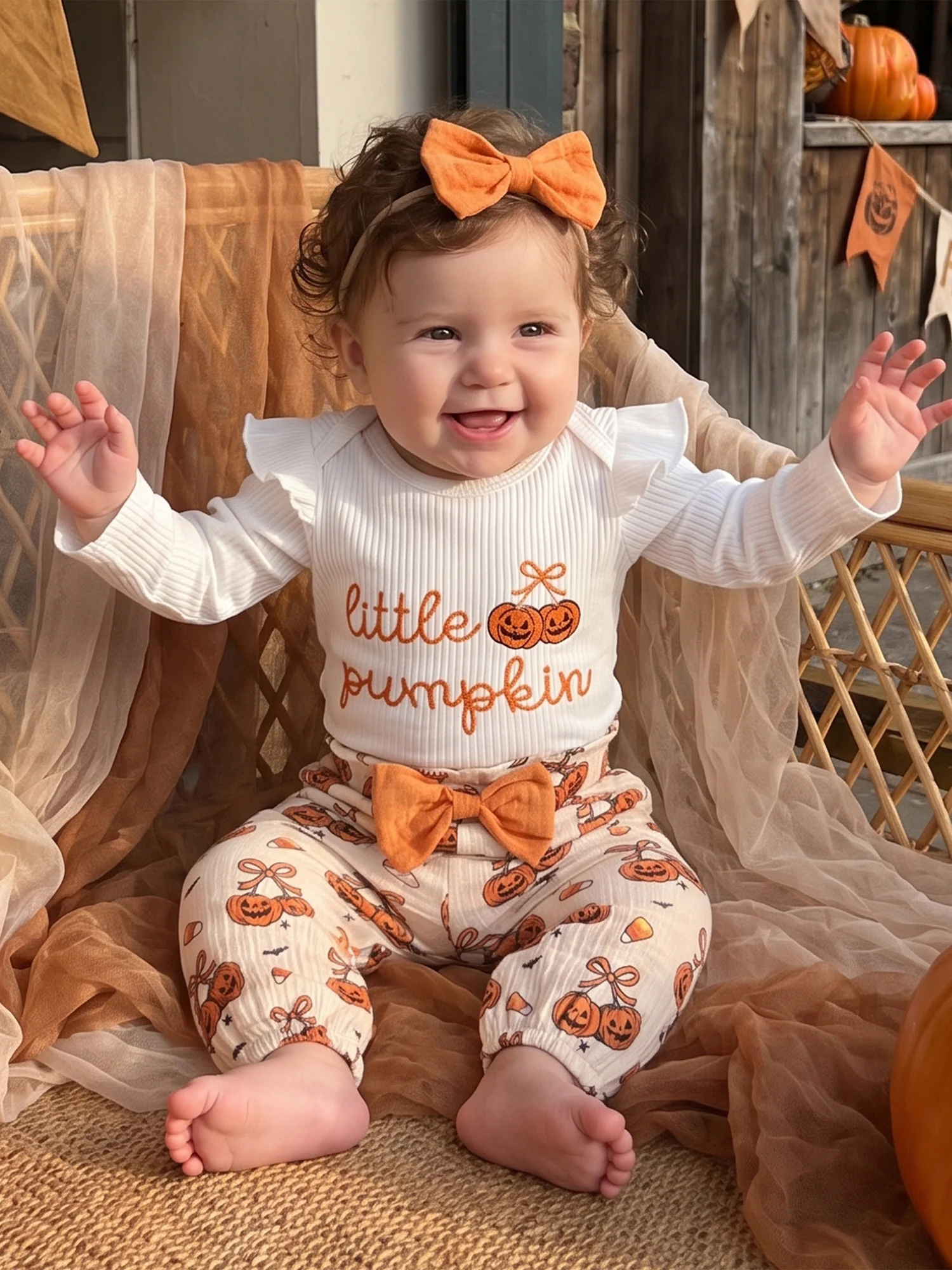 Romper With Pumpkin Halloween Outfit Outfit Letters With Letters Halloween Outfit Letters With Pumpkin Pants