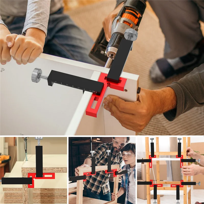 A26F-مشبك زاوية درج الخزانة 90 °   تحديد المواقع مربع C المشبك لوح خشبي تركيب النجارة تثبيت المشبك