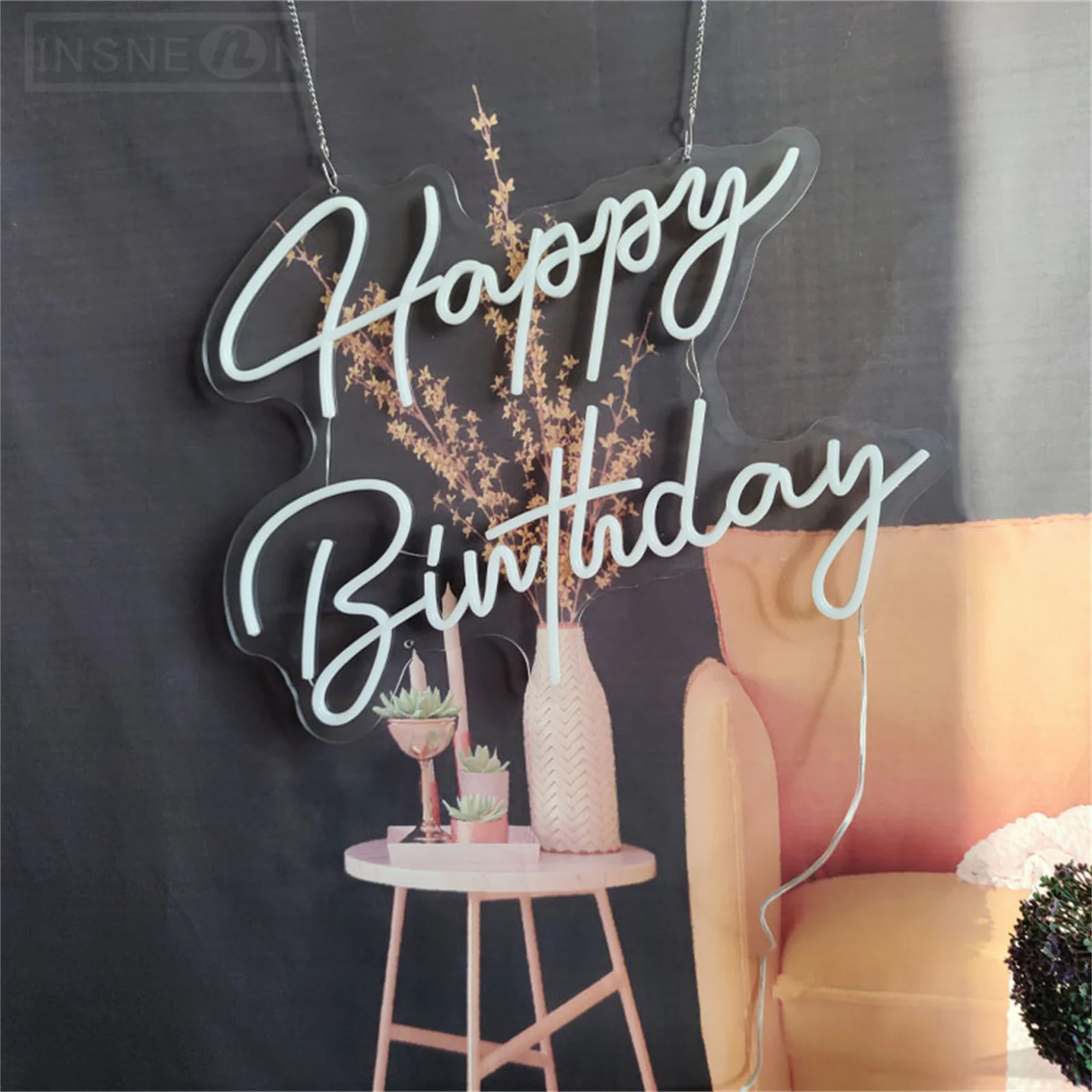 Happy Birthday LED Neon Sign for Birthday Party, Wall Aesthetic Decoration Large Neon Signs Room Club, Bar Decor Neon Lamp Gifts