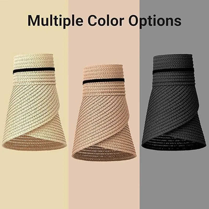 Metal Buckle UV Protection Visor Cap for Women, Foldable Open Top Sun Hat, Outdoor Sports Sun Cap Cross Border Hot Sale