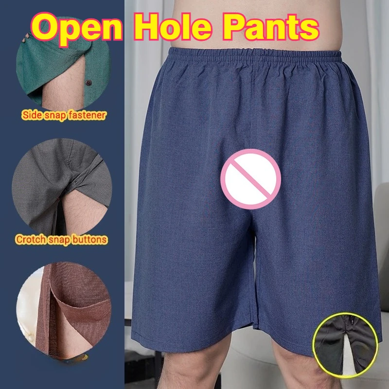 Men's Outdoor Easy Open Crotch Breathable Trainning Shorts Massage Sauna Bath Center Casual Lounge Bottoms Exercise Mini Pants