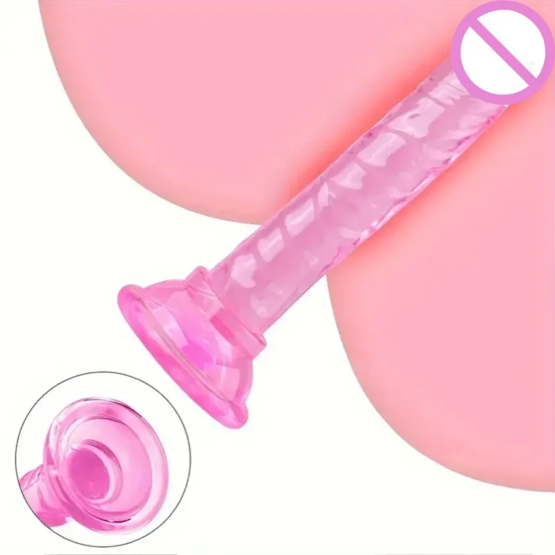 Mini Backcourt Suction Cup Small Anal Plug Simulation Crystal Transparent Female Masturbator Female Dildo Small Penis Adult Sex