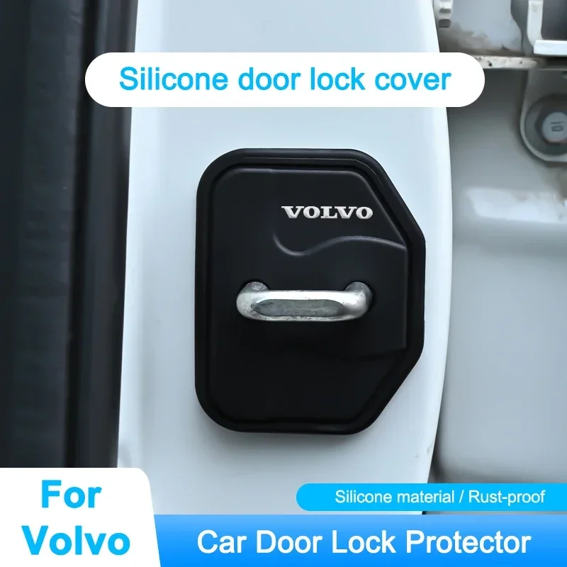 سيارة فولفو شعار سيليكون قفل الباب غطاء حماية ملصقات لفولفو Rdesign Polestar AWD V50 S60 XC60 S40 XC40 XC90 V60 S80