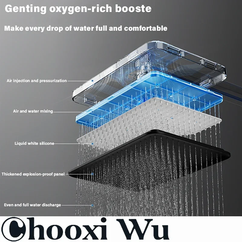 Bathroom Shower System Set with Piano Keys Intelligent Digital Display And Ambient Light for Home Use Pressurized Shower