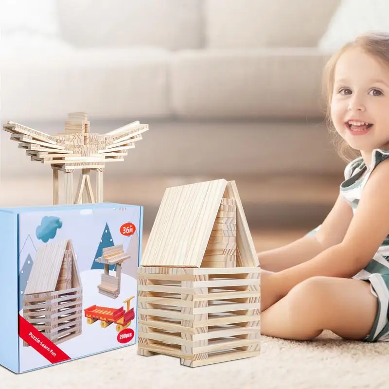 Juego de bloques de construcción de madera, bloques apilables de madera ligeros, bloques de construcción ensamblados seguros, juguetes de aprendizaje Montessori para niños, regalos