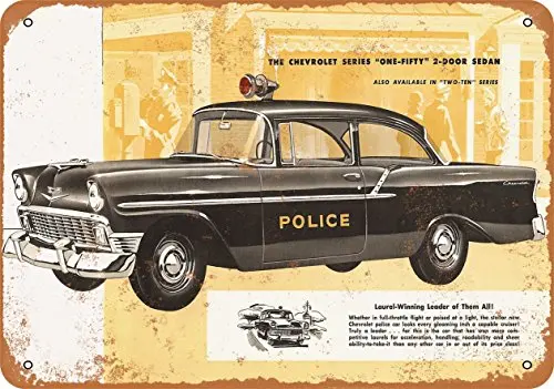 Metal Sign - 1956 Chevy Police Cars - Vintage Look Wall Decor for Cafe beer Bar Decoration Crafts