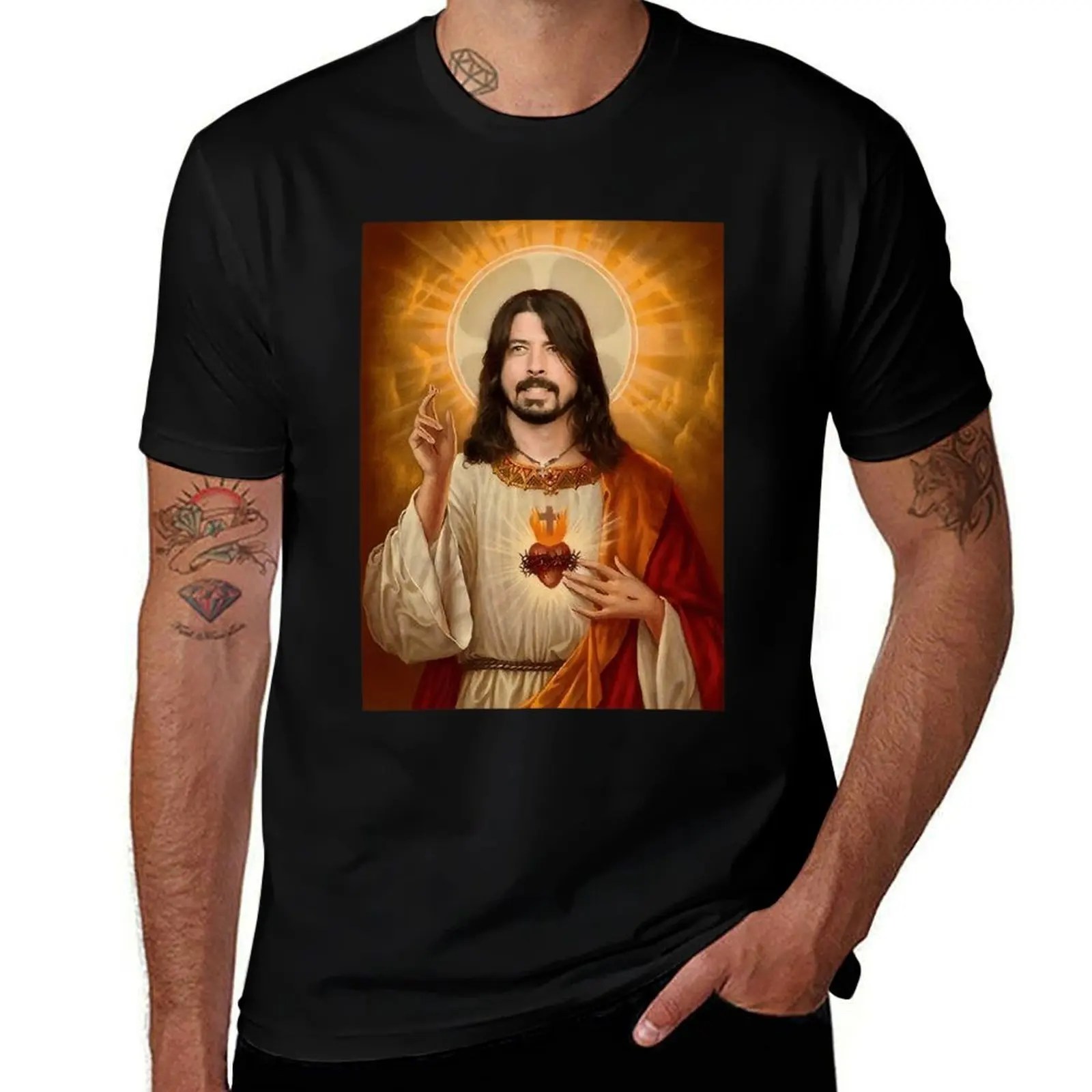 Dave Grohl Jesus T-Shirt Large Size Short Sleeve T-Shirt