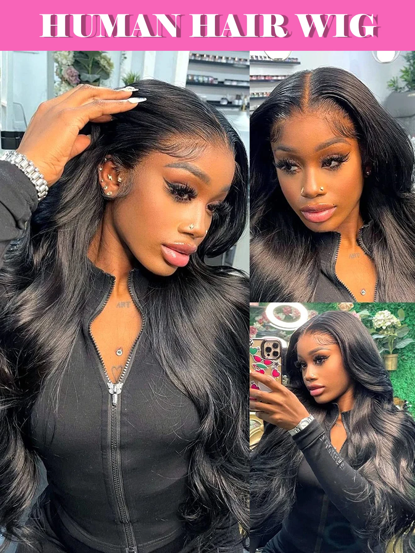 바디 웨이브 레이스 프론트 가발 인모 13x6 바디 웨이브 인모 가발 프리 플러킹 글루리스 200% 밀도 브라질리언 버진