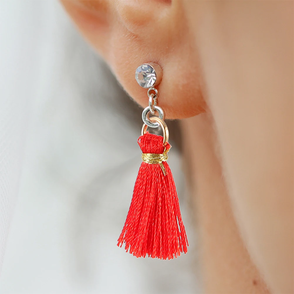 

50pcs Silky Fringe Tassels DIY Craft Accessories 2cm Gold Jump Rings H made Decorative Pendant Charm Gifts Packaging