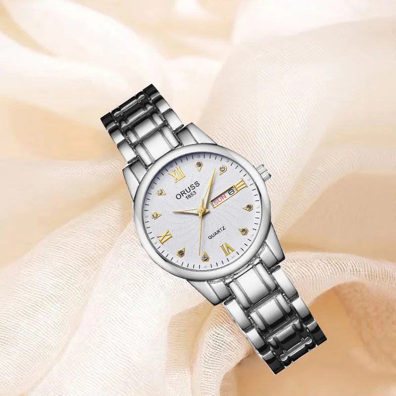 Ins lindo requintado alto nível de aparência relógio feminino moda calendário duplo compacto tudo simples estudante meninas