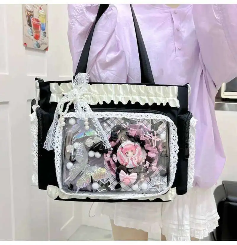 Neue Japanische Süße Schleifen-Ita-Tasche, Lolita-Mädchen Transparente Handtaschen, Modische Große Kapazität Tragetasche, Ästhetische Schultertaschen – Detail 34