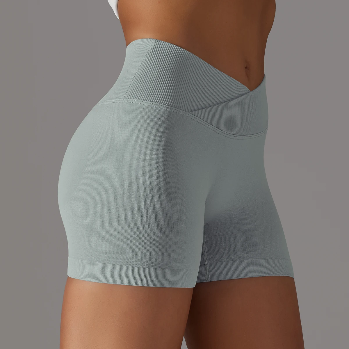 Seamless Sports Shorts Cross High Waist Fitness Leggings Shorts Gym Scrunch Butt Shorts Women Squats Running Workout Shorts