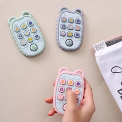 Baby Phone Silicone Teether Toy Music Sound Machine Newborn Chewing Teethers Baby Rodent Pain Relief Teething Toys Birthday Gift