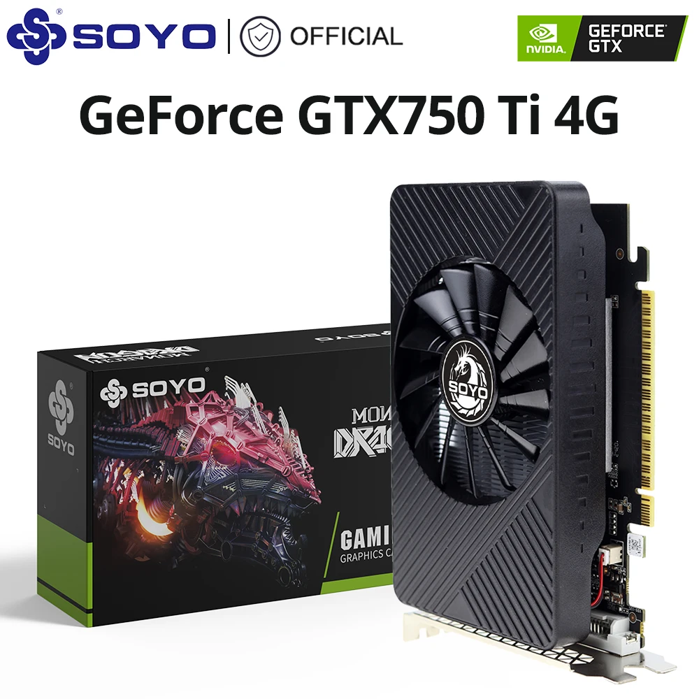 

SOYO Geforce GTX750Ti 4GB Graphics Card GDDR5 Memory GPU 128Bit PCI-E 3.0 VGA DVI Gaming Video Card for Computer Components