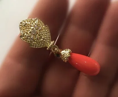 lady's fashionable 8*20mm pink red shell pearl earrings image 3