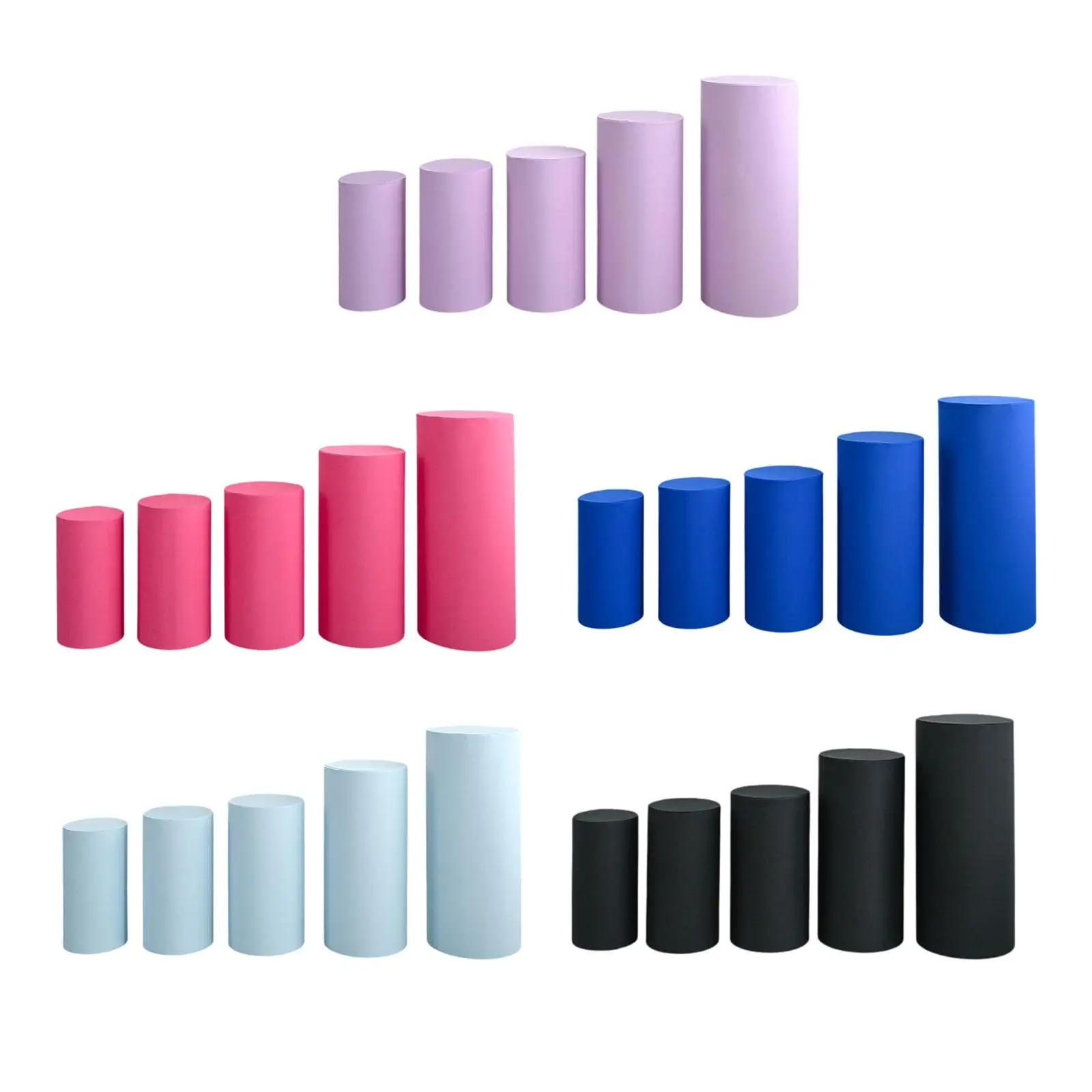 

5x Cylinder Pedestal Stands Slipcovers Dessert Table Display Pillars Cover for Events Wedding Holidays Thanksgiving Festivals