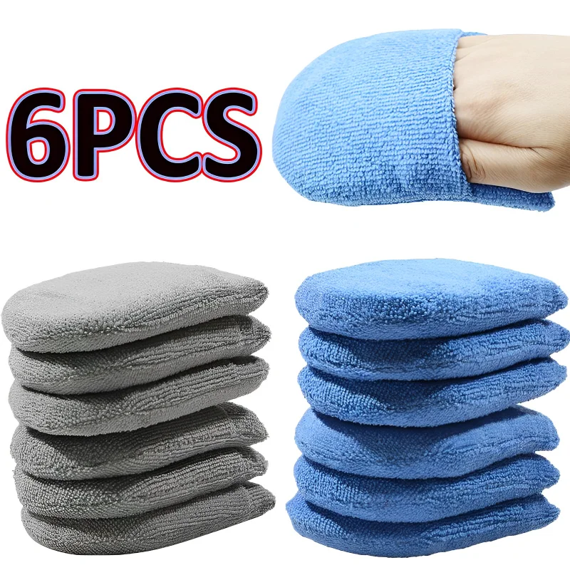 

2/6PCS Soft Microfiber Car waxing sponge Polish Car Cleaning Auto Accessories Product Waxing Foam with Finger Pocket Applicator