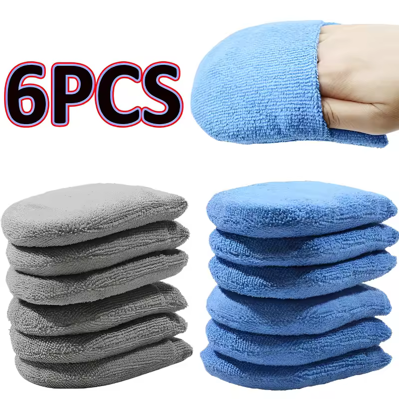 2/6PCS Soft Microfiber Car waxing sponge Polish Car Cleaning Auto Accessories Product Waxing Foam with Finger Pocket Applicator Похожие на AliExpress