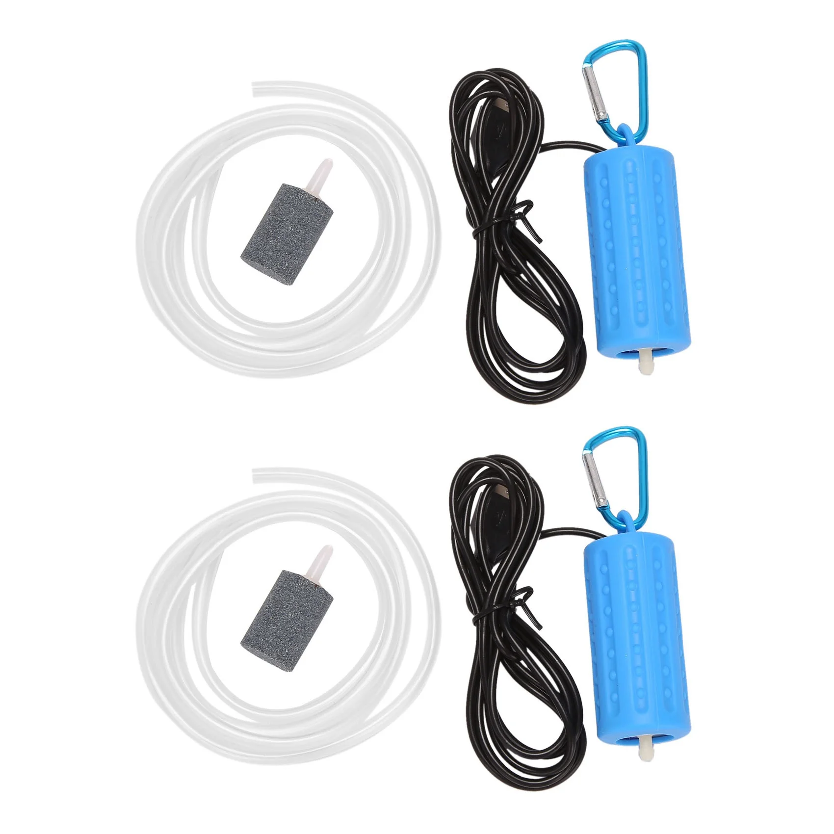 2X مضخة تهوية صغيرة USB مضخة هواء مهوية حوض السمك فائقة الهدوء خزان أسماك صغير الذهاب مضخة أكسجين الصيد ——أزرق-[Cilae]