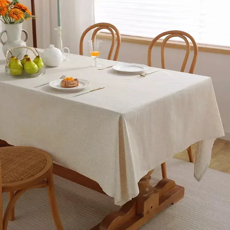 Linen Cotton Washable Tablecloth  Wedding  Party Dining Banquet Decoration Flax Fabric Table Cloth  Table Cover White tablecloth