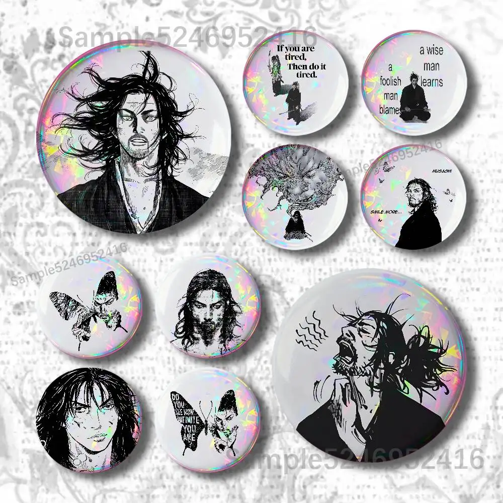 V-Vagabond Miyamoto Musashi Samurai Button Pin Badges Gifts Merch Party Supplies Button for Accessories Art DIY Crafts Decor