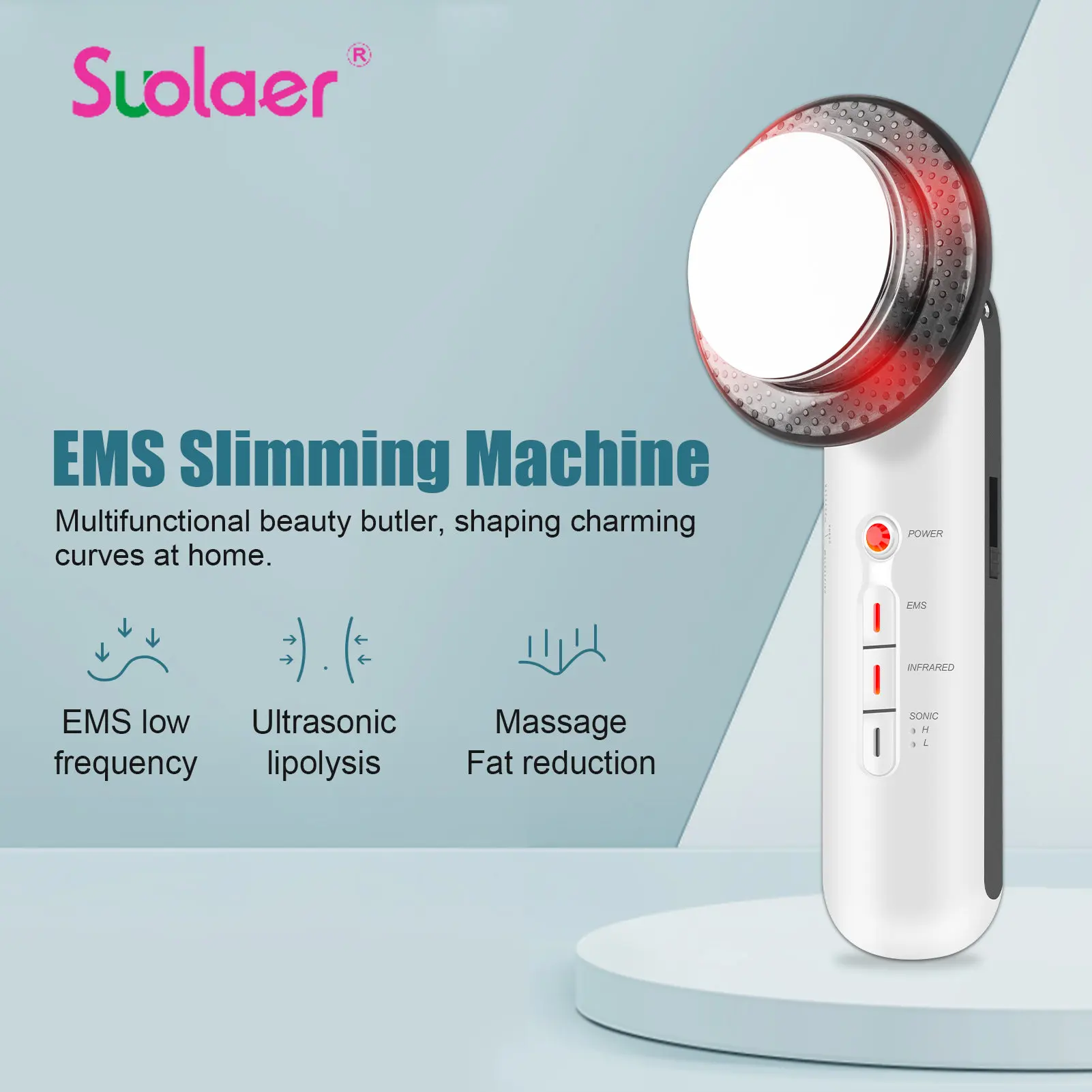 Portable Ultrasound Machine Ultrasonic Cavitation EMS Body Slimming Product Weight Loss Electric Infrared Massage Home Appliance