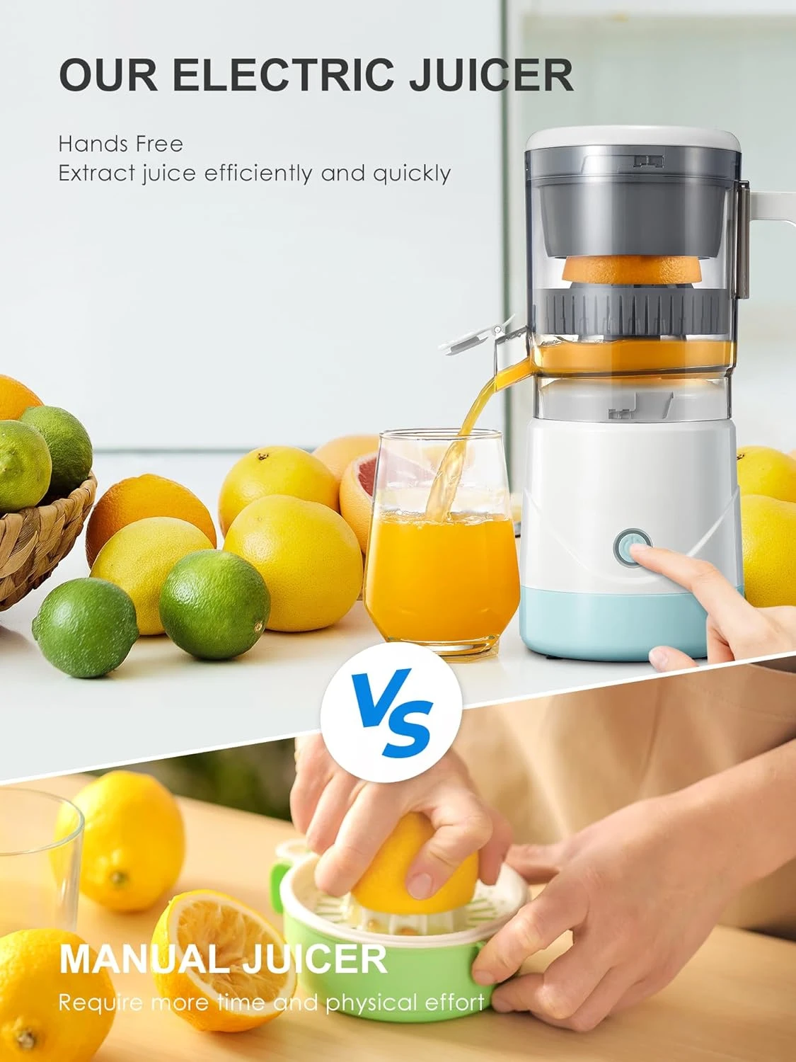 HAOYUNMA Juicer, Reemix Full-Automatic Orange Juicer Squeezer for Orange, Lemon, Grapefruit, Citrus Juicer with Cleaning