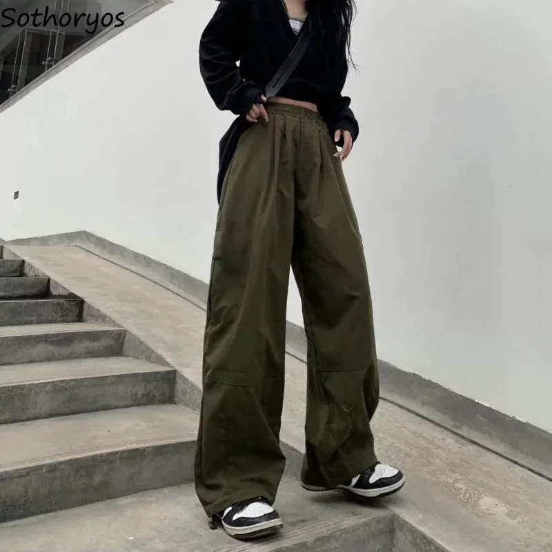 

Cargo Pants Women Vintage Baggy Chic BF Joggers Streetwear Casual Ulzzang Solid All-match Students Fashion Unisex High Waisted