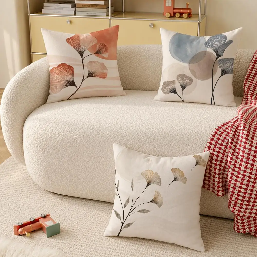 Boho Ginkgo Art Hot Sale Cushion Cover Pillow Cover Decorative Throw Couch Home Decor for Living Room Sofa