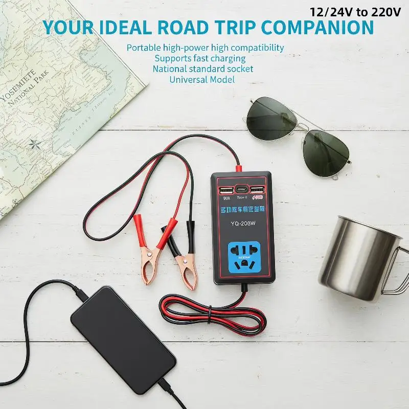 @*1Pcs 12V/24V To 110V/220V Car Converter Multi-functional Car Power Inverter With USB Port Automotive Charging Charger For Car