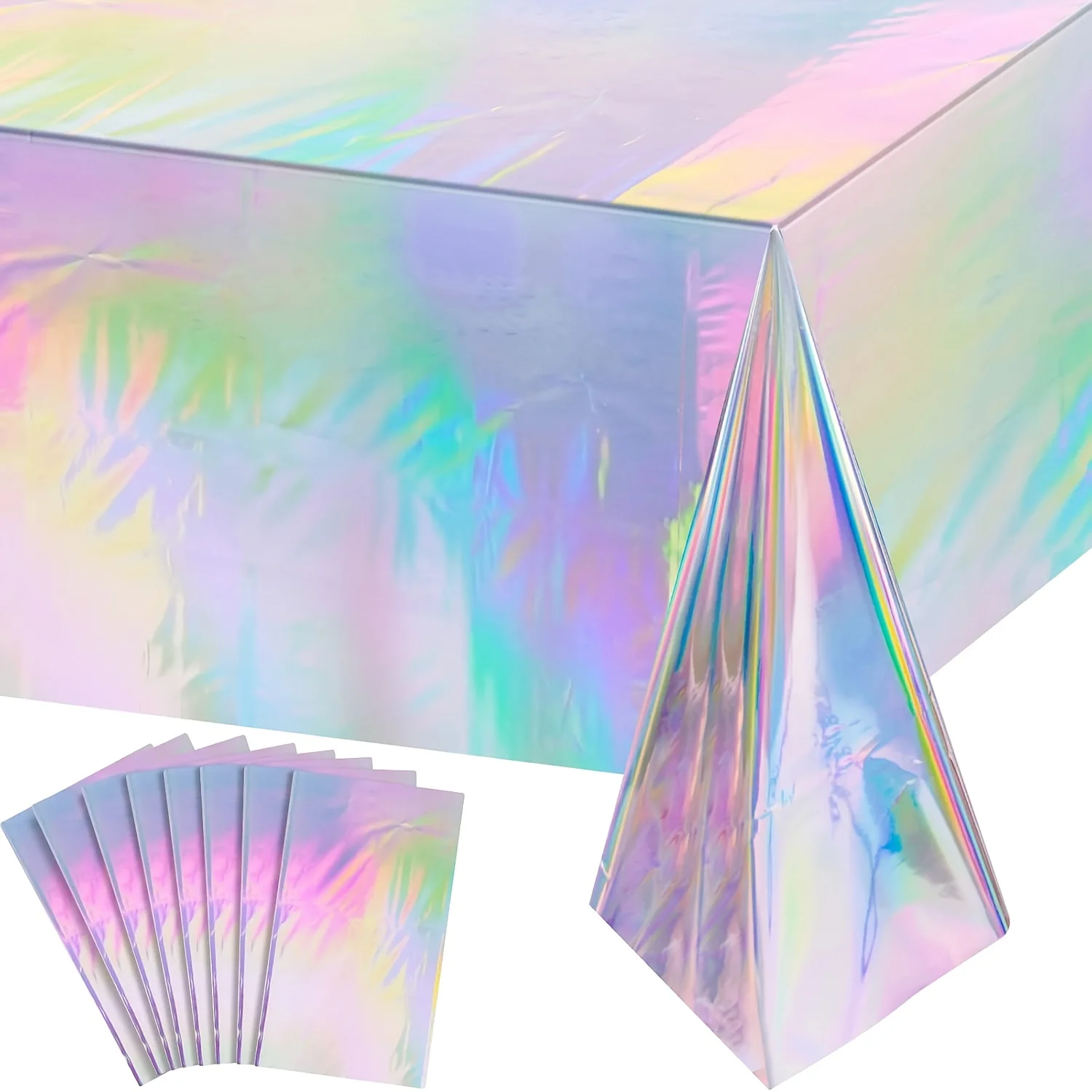 1/2/3/5PCS Piece Glitter Holographic Disposable Tablecloth - Rainbow Laser Party Tablecloth for Birthday,wedding Decoration