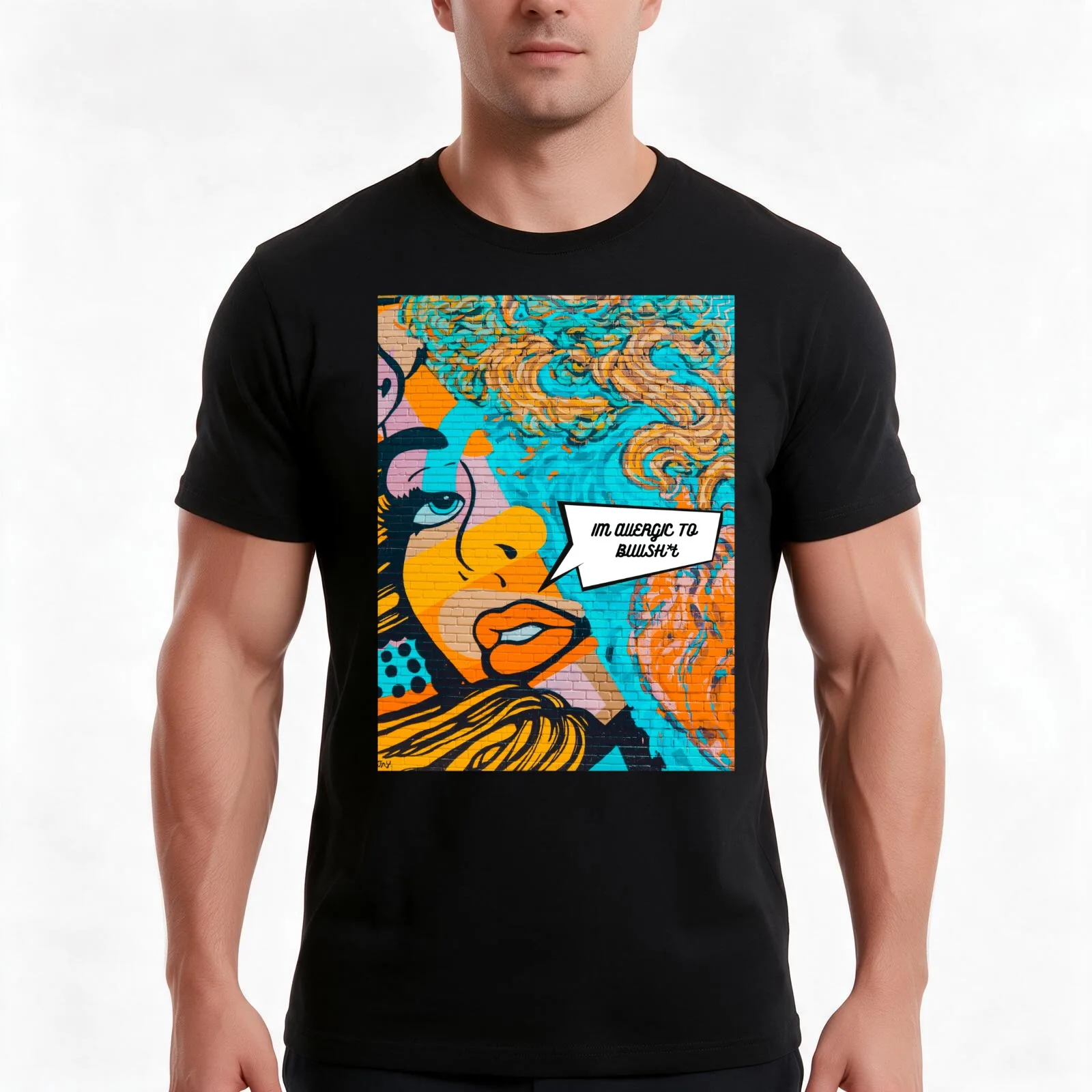 I'm Allergic To BS T-Shirt, Summer Casual Cotton Tee, Oversized Streetwear Tops, Vintage Graphic Print, Loose Fit Short Sleeve