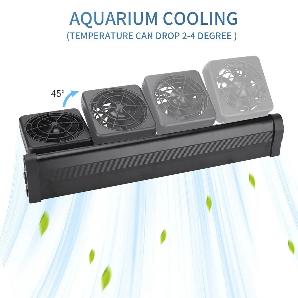 Mini Adjustable Wind Speed Fish Tank Aquarium Cooling Fan System Chiller Control Reduce Water Temperature 1/2/3/4/5/6 Fans Head