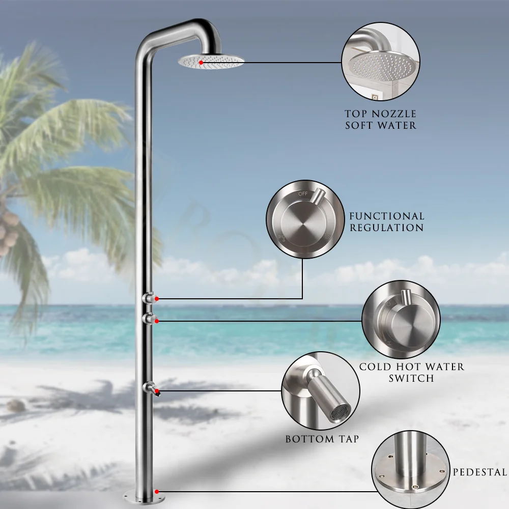 수영장과 정원을 위한 뜨겁고 차가운 물 스테인레스 스틸 야외 샤워