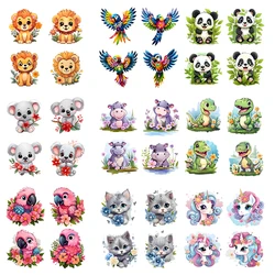 4pcs of lot 15CM cartoon animal heat transfer children's clothing DIY stickers colorful unicorn girl T-shirt Iron On stickers