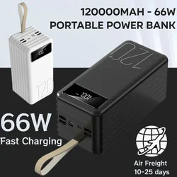 120000mAh 66W Fast Charging Portable Power Bank Ultra-large Capacity Mobile Power Phones Backup Power for Xiaomi for Huawei