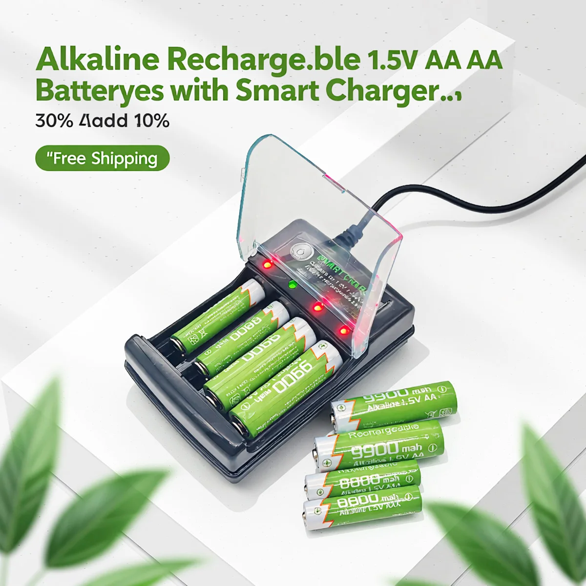 مجموعة بطاريات قلوية قابلة لإعادة الشحن بقوة 1.5 فولت: AA 9900 مللي أمبير في الساعة وAAA 8800 مللي أمبير في الساعة مع شاحن USB، شحن مجاني لجهاز التحكم عن بعد/اللعبة/الكاميرا #6