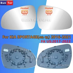 For KIA SPORTAGE 2016 2017 2018 2019 2020 2021 US 2017-2022 Side Rearview Mirror Glass With Heated/87611-D9000/Wing Mirror Lens