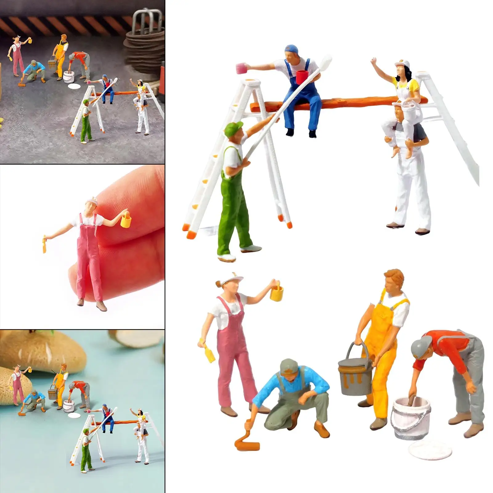 1/64 Scale Miniature Painter Figures Set for Diorama Projects