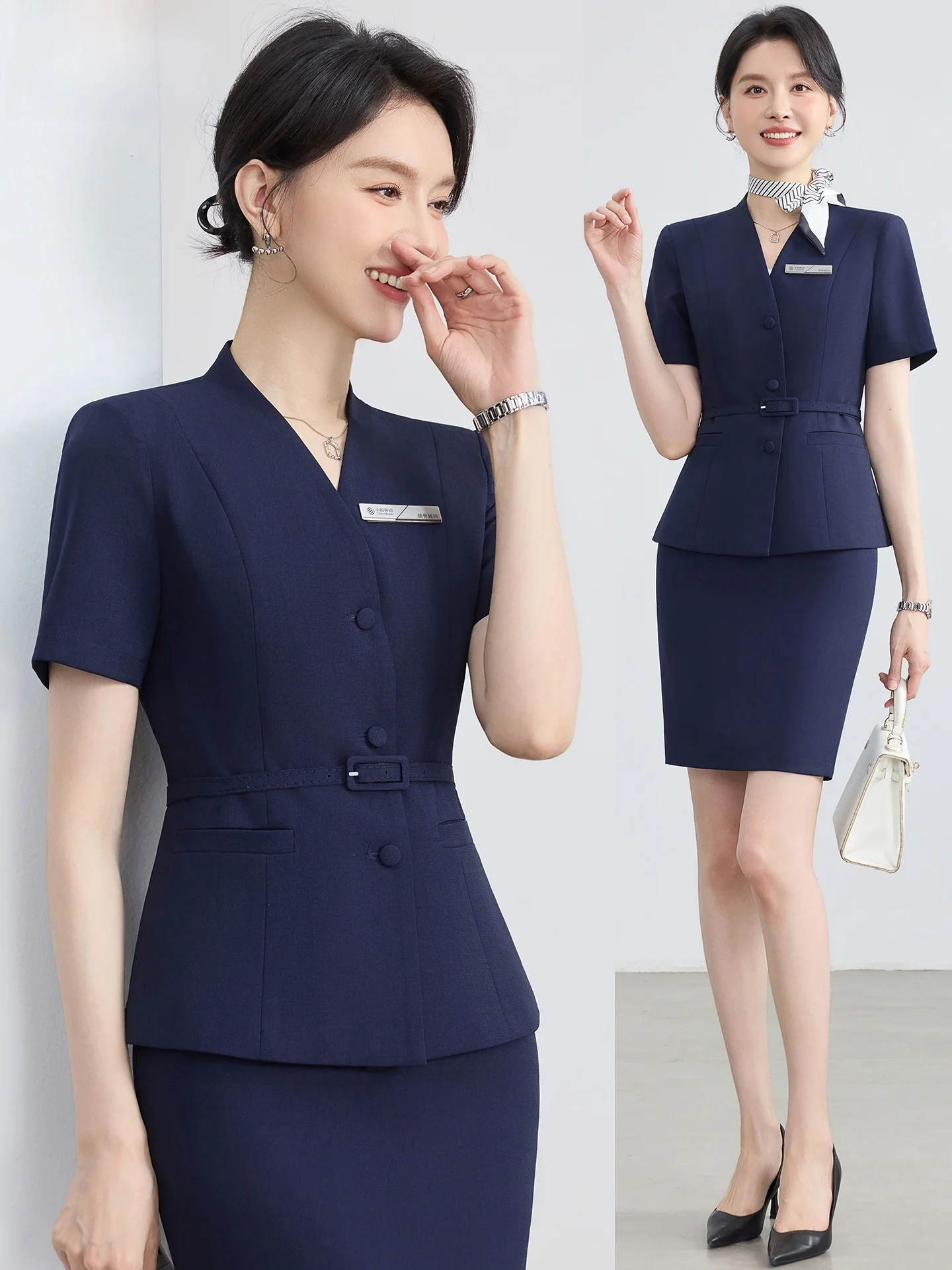 

Summer Thin ort Sve Profional Suit Dr Women's Commute Sle Office Workwear for Jewelry Store Ss Beau Salon