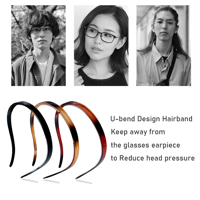 Personality Non-slip U-bend Designed Hair Hoop for People Who Wear Glasses Fashion Durable Elastic Headband